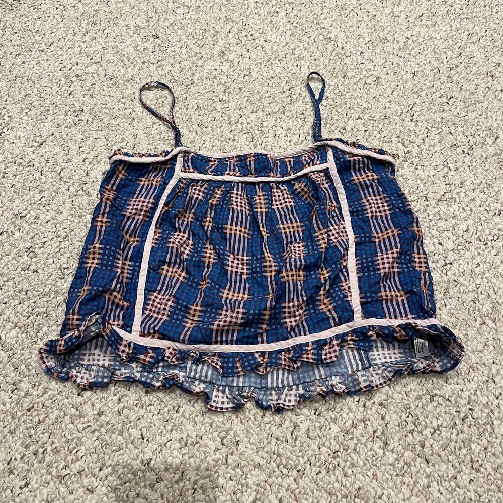 Lyrebird Ruffle Apron Cami Top S Anthropologie Cottagecore Feminine plaid Casual